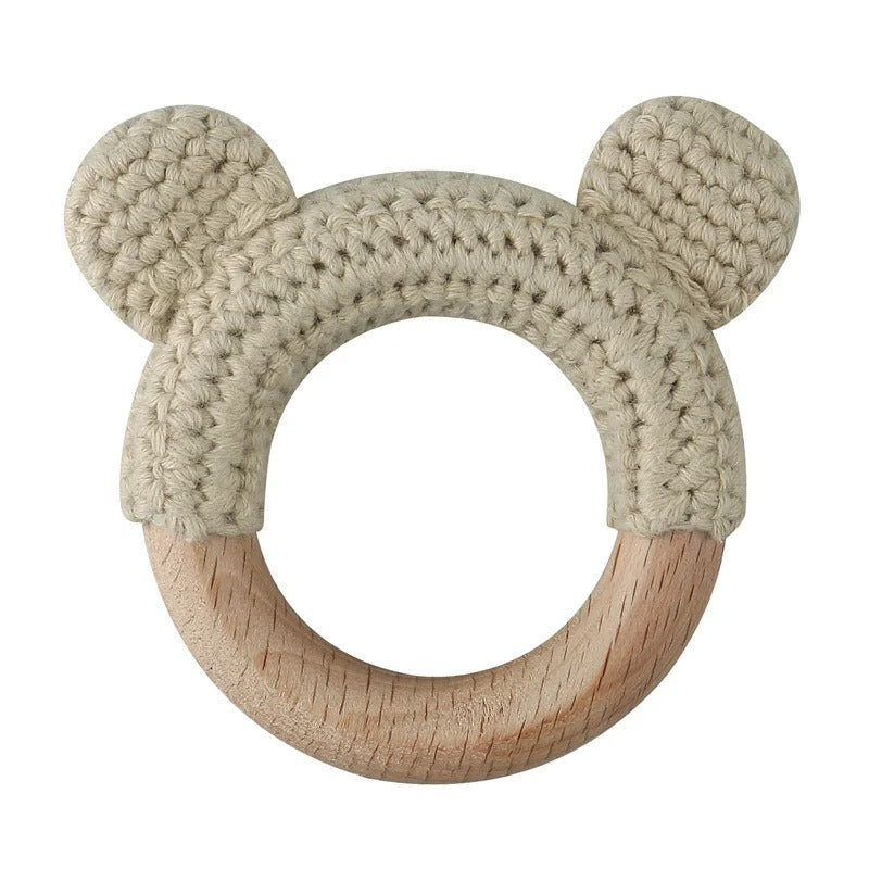 Food Grade Wooden Rings Wristband Infant Feeding Circles Bites Toys DIY Knitting Baby Teether Toys Newborn Fitness Frame Pendant