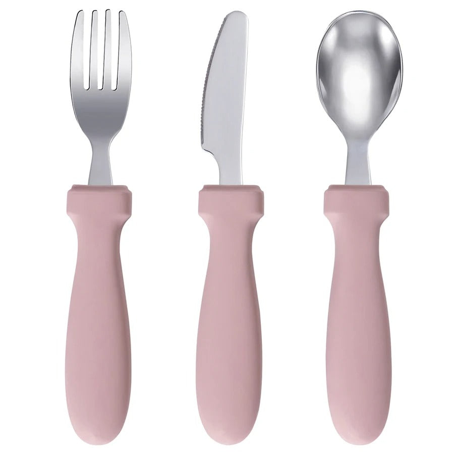 Newborn Stainless Steel Children's Tableware Spoon Fork Knife Set Dessert Spoon For Kids Baby Gadgets Feeding Cutlery Baby Stuff