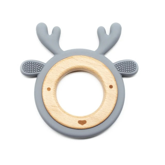 New Design Customized Cartoon Animals Baby Teether Toy 1PC Food Grade Wooden Ring Chewing Products Kids Molar Essentials