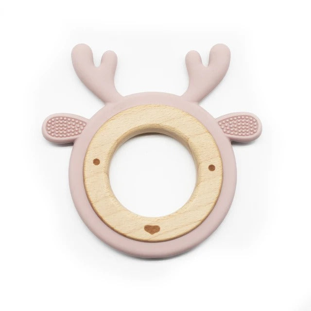 New Design Customized Cartoon Animals Baby Teether Toy 1PC Food Grade Wooden Ring Chewing Products Kids Molar Essentials