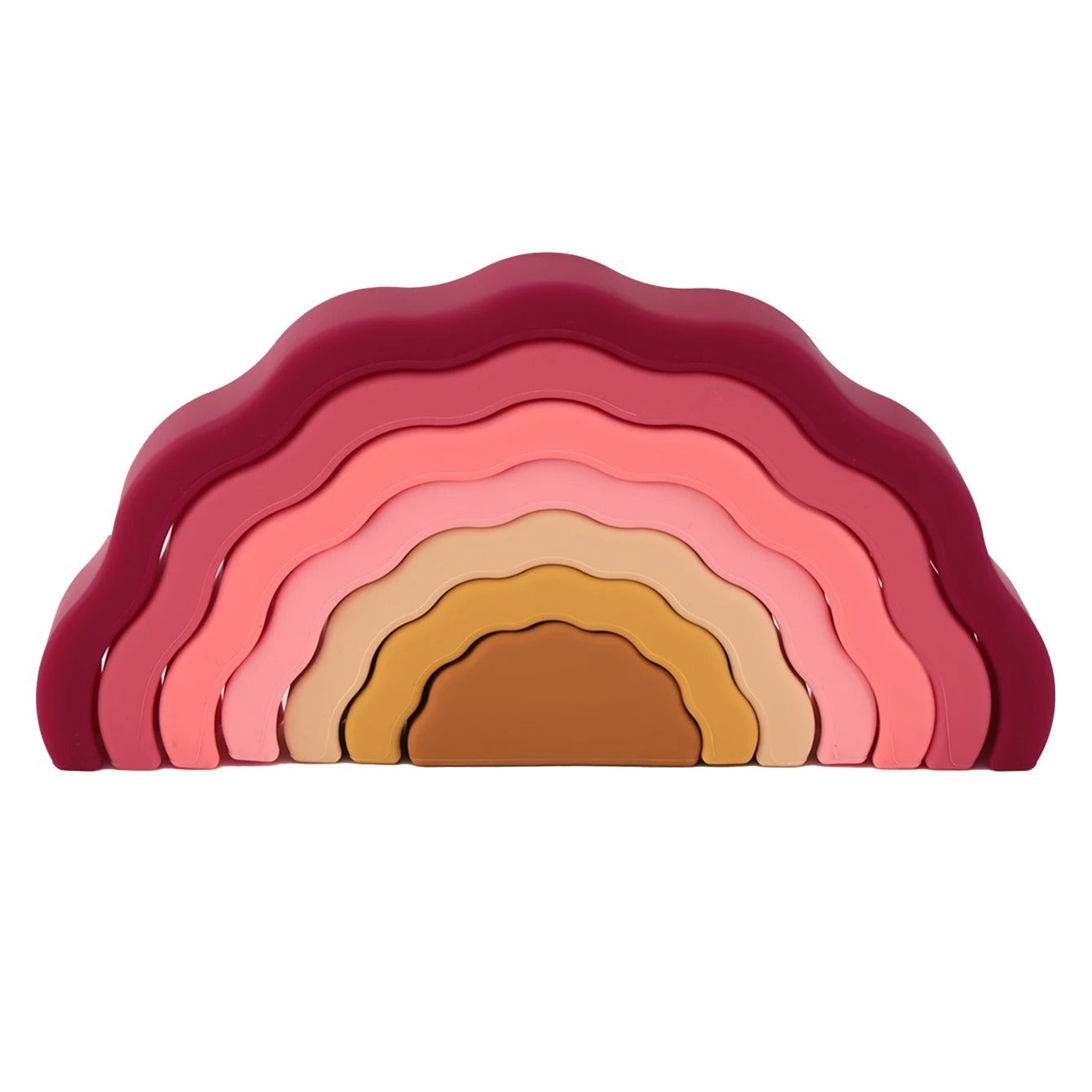 1Set Wavy Rainbow Stacking Toy BPA Free Silicone Teether Toy Baby Sensory Montessori Learning Toy For Kids 0-3 Years Baby Stuff