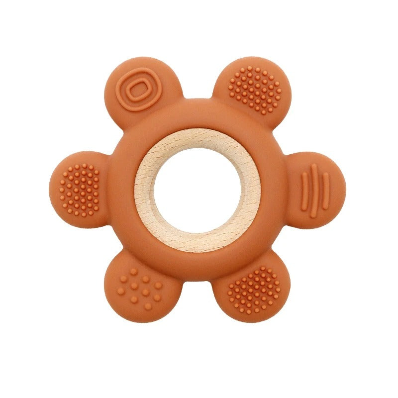 Color Kids 1PC Silicone Teether Toy newborn Rudder Shape Wooden Teether Ring Baby Toys BPA Free Molar Stick Baby Accessories