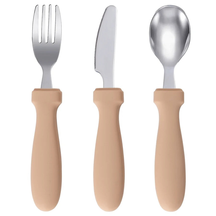 Newborn Stainless Steel Children's Tableware Spoon Fork Knife Set Dessert Spoon For Kids Baby Gadgets Feeding Cutlery Baby Stuff