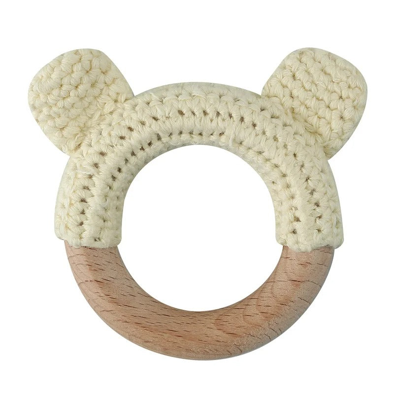 Food Grade Wooden Rings Wristband Infant Feeding Circles Bites Toys DIY Knitting Baby Teether Toys Newborn Fitness Frame Pendant