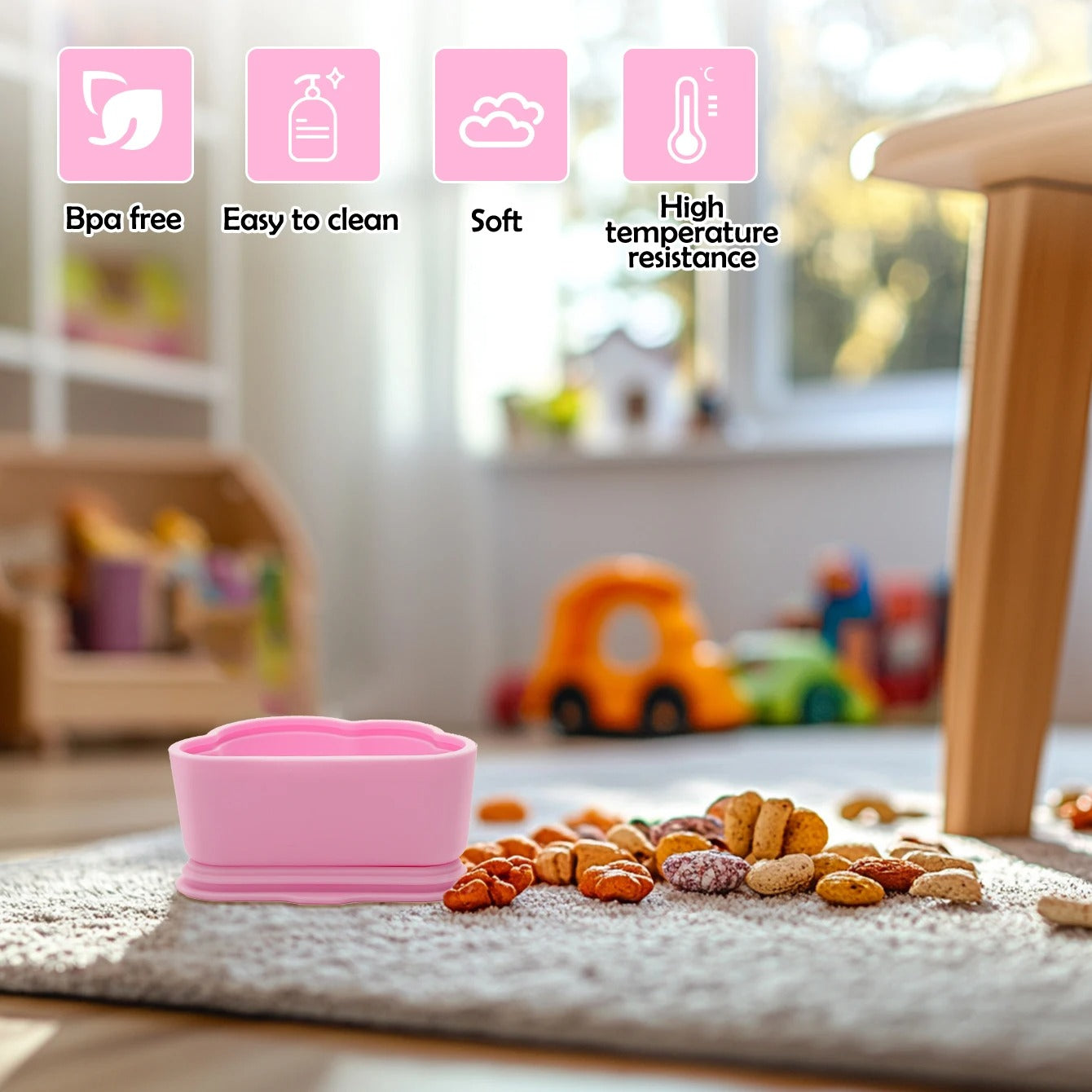 1PCS BPA Free Kids Silicone Food Storage Box Cartoon Baby Snack Box Portable Snacks Container With Lid Children's Tableware