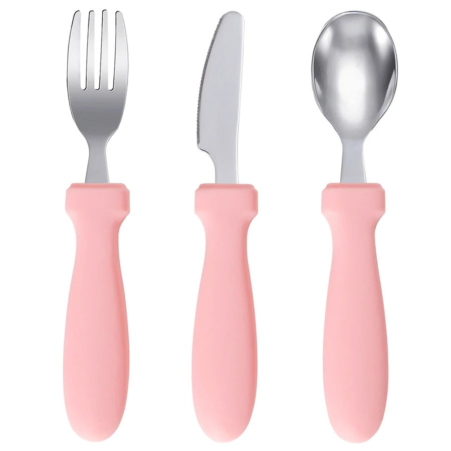 Newborn Stainless Steel Children's Tableware Spoon Fork Knife Set Dessert Spoon For Kids Baby Gadgets Feeding Cutlery Baby Stuff