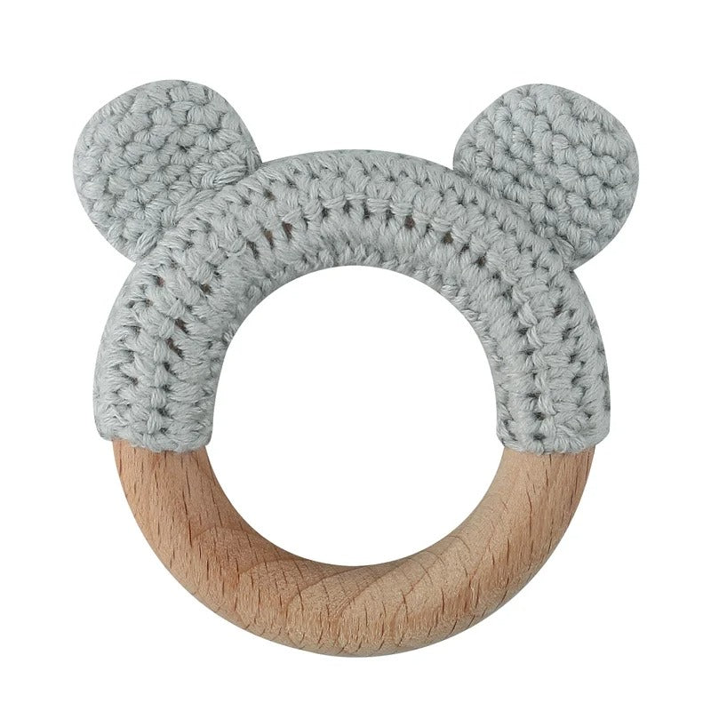 Food Grade Wooden Rings Wristband Infant Feeding Circles Bites Toys DIY Knitting Baby Teether Toys Newborn Fitness Frame Pendant