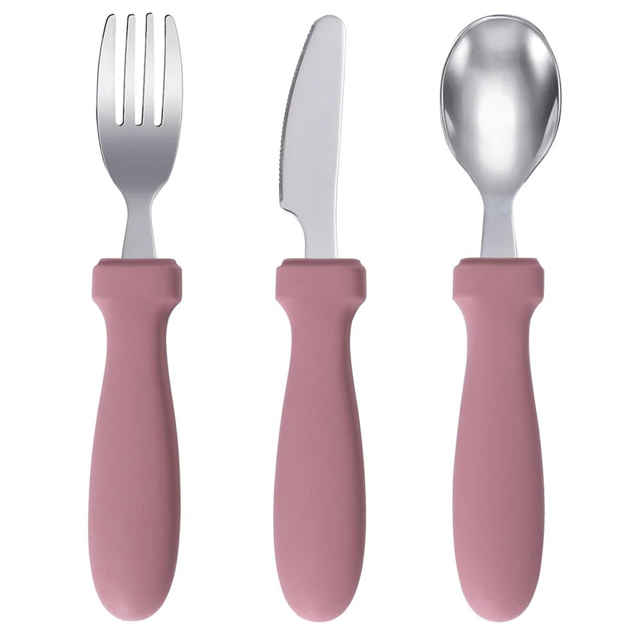 Newborn Stainless Steel Children's Tableware Spoon Fork Knife Set Dessert Spoon For Kids Baby Gadgets Feeding Cutlery Baby Stuff