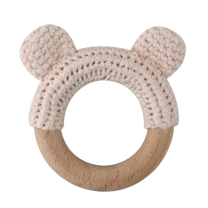 Food Grade Wooden Rings Wristband Infant Feeding Circles Bites Toys DIY Knitting Baby Teether Toys Newborn Fitness Frame Pendant
