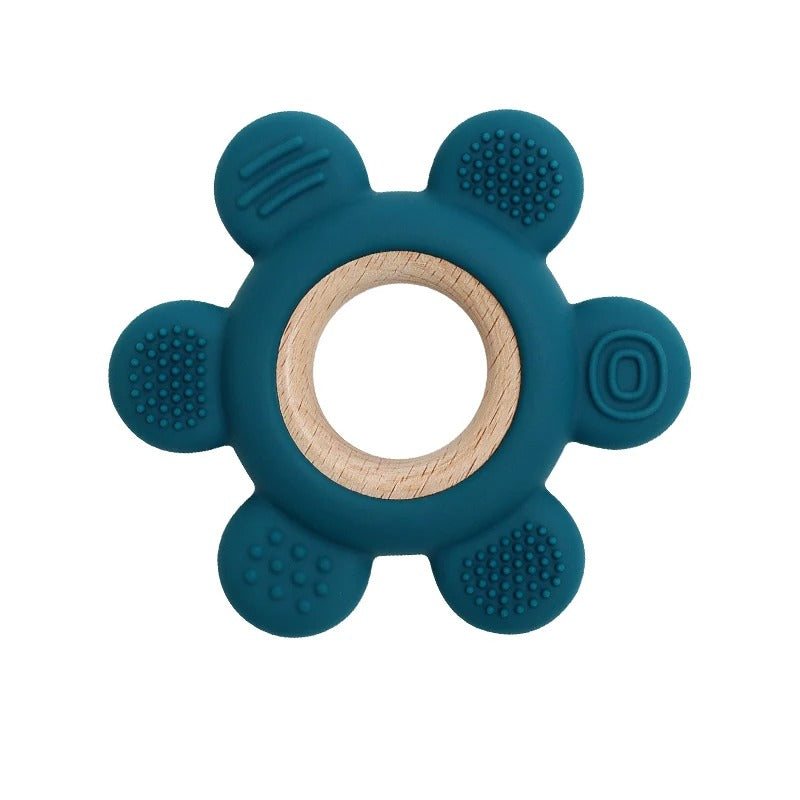 Color Kids 1PC Silicone Teether Toy newborn Rudder Shape Wooden Teether Ring Baby Toys BPA Free Molar Stick Baby Accessories