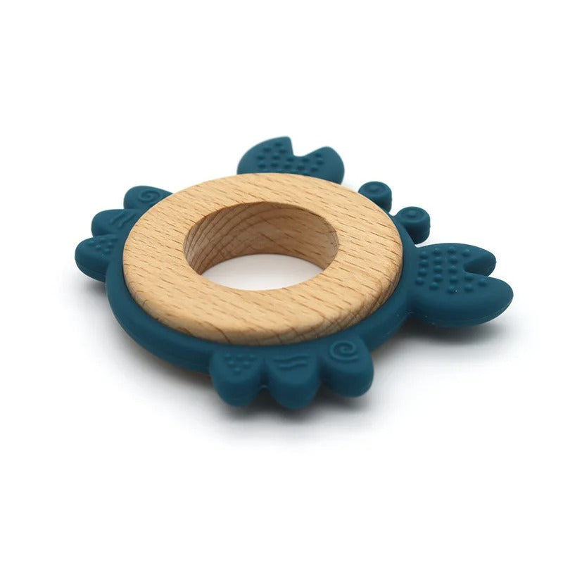 New Design Customized Cartoon Animals Baby Teether Toy 1PC Food Grade Wooden Ring Chewing Products Kids Molar Essentials