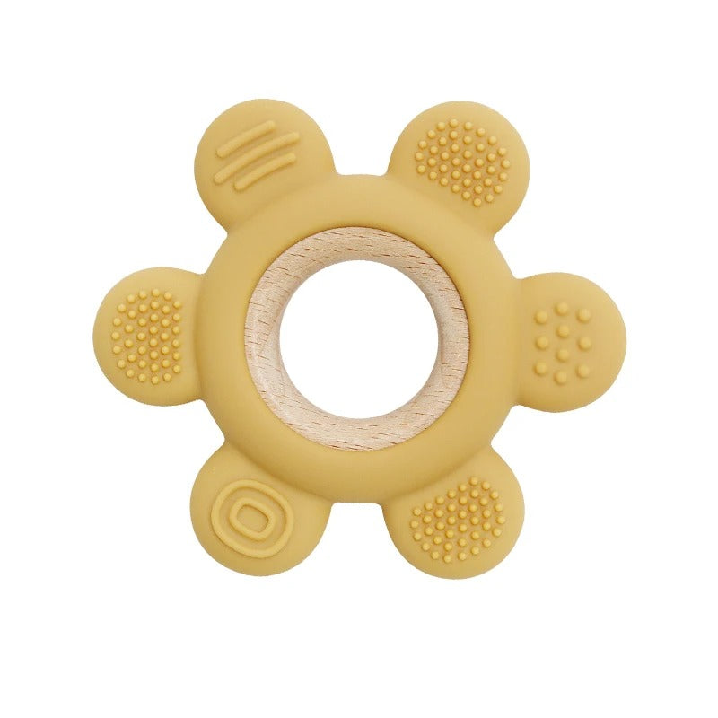 Color Kids 1PC Silicone Teether Toy newborn Rudder Shape Wooden Teether Ring Baby Toys BPA Free Molar Stick Baby Accessories