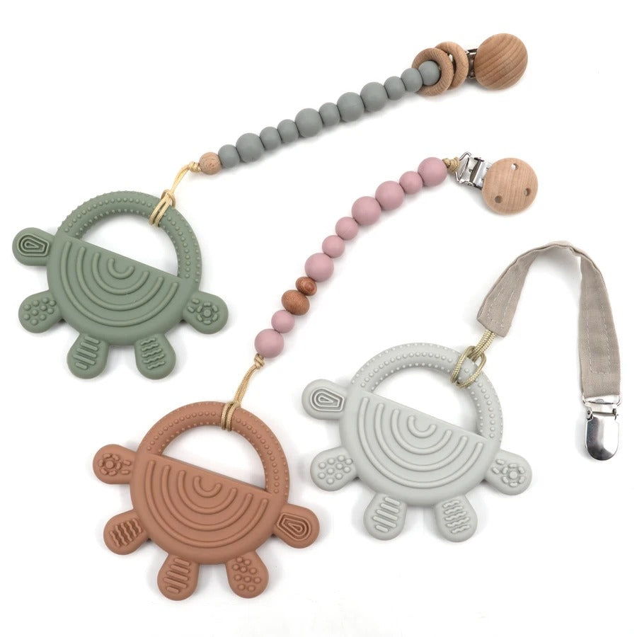 1pc Silicone Teether Toy BPA Free 0-12 Baby Toys Teething Ring Sensory Toys For Kids Chewing Teething Soothing Toys Accessories