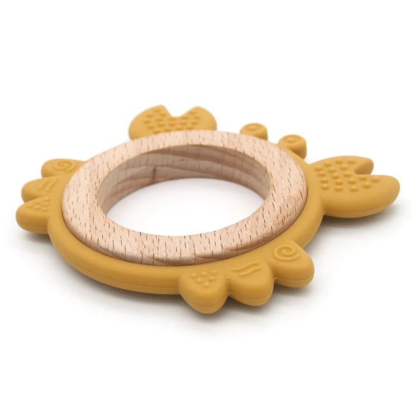 New Design Customized Cartoon Animals Baby Teether Toy 1PC Food Grade Wooden Ring Chewing Products Kids Molar Essentials