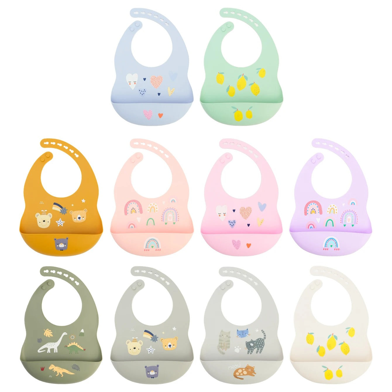 1PCS Silicone Baby Bib Waterproof Saliva Bibs Cartoon Newborn Soft Aprons Portable Baby Burp Scarf Baby Feeding Accessories