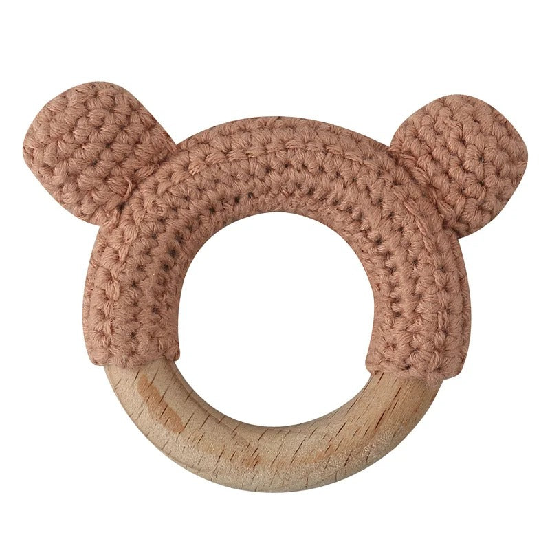Food Grade Wooden Rings Wristband Infant Feeding Circles Bites Toys DIY Knitting Baby Teether Toys Newborn Fitness Frame Pendant
