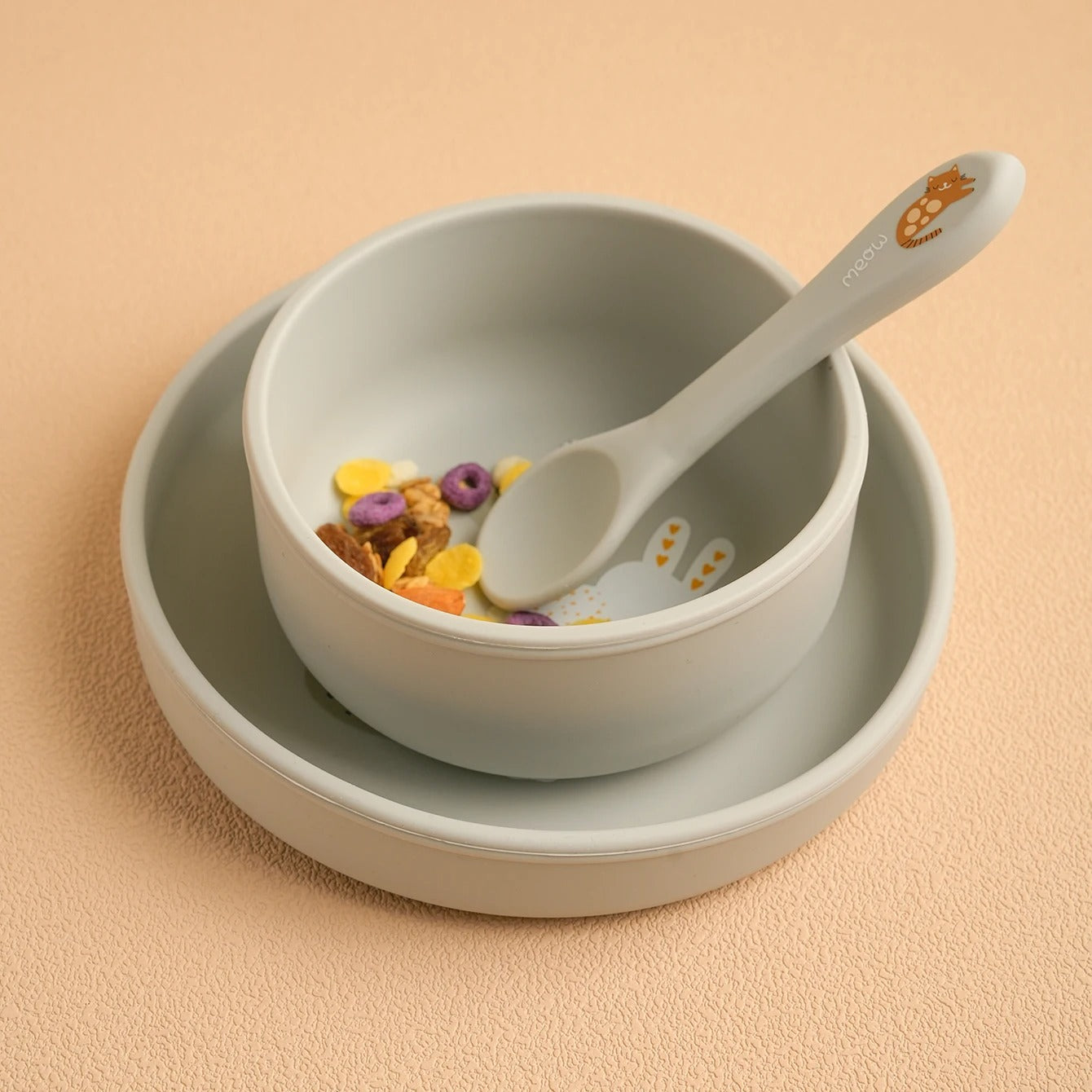 1PCS Baby Silicone Feeding Bowl Cartoon Pattern Baby Dishes Plate BPA Free Food Container Newborn Training Weaning Tableware