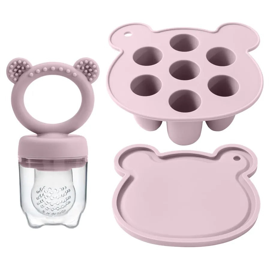 2PCS Baby Ice Cream Pops Silicone Mold Ice Cream Maker Cartoon Animal Shapes Molds Baby Fruit Feeding Pacifier Teether Toy
