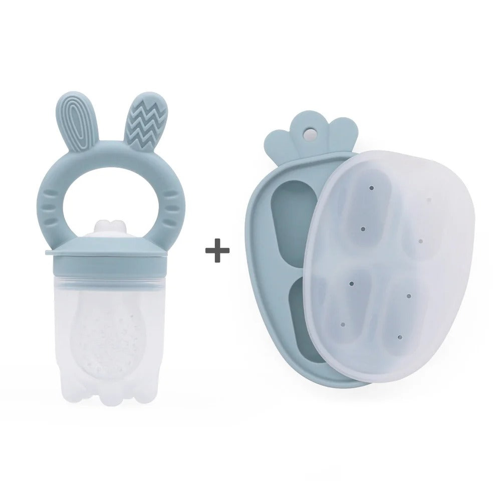 Cute Baby Fruit and Vegetable Teether Toy Food Supplement Bite Le Silicone Baby Feeding Tableware Ice Cream Mold Baby Stuff