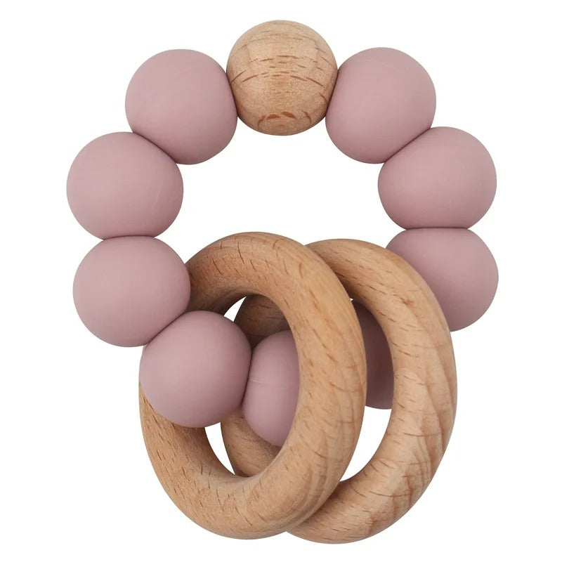 Baby Health Nursing Bracelets Teether Bab Toys Silicone Beads Wooden Ring Teething Wood Rattles Fidget Toys Newborn Accessories