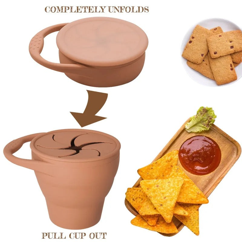 100%Food Safe Approve Silicone Container For Small Items Fashionable Snack cup Portable Food Cup With Lid Baby Accessories