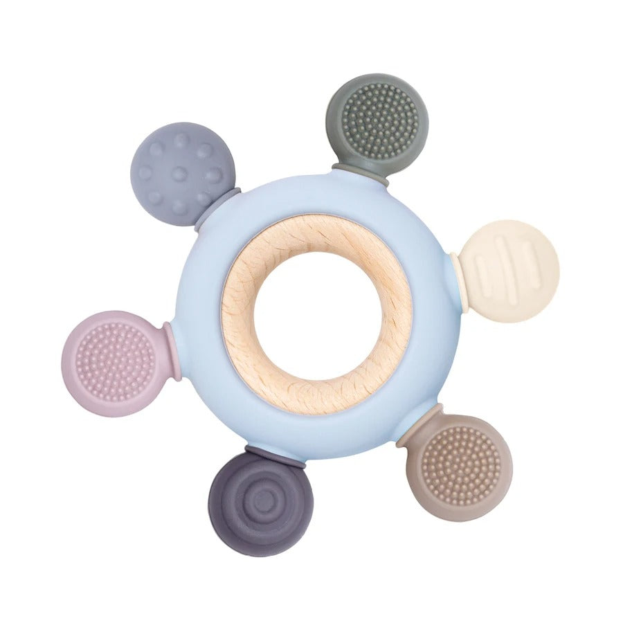 Color Kids 1PC Silicone Teether Toy newborn Rudder Shape Wooden Teether Ring Baby Toys BPA Free Molar Stick Baby Accessories