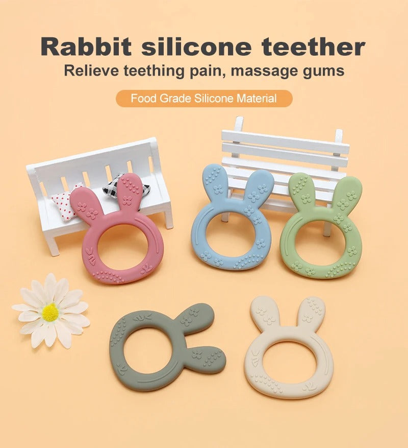 1PCS BPA Free Baby Silicone Teether Toy Cute Chewing Teething Toys Kids Teething Ring Sensory Toys For Toddlers Teether Toy