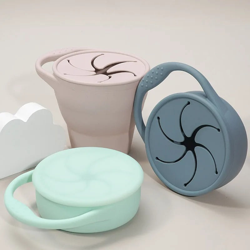 100%Food Safe Approve Silicone Container For Small Items Fashionable Snack cup Portable Food Cup With Lid Baby Accessories