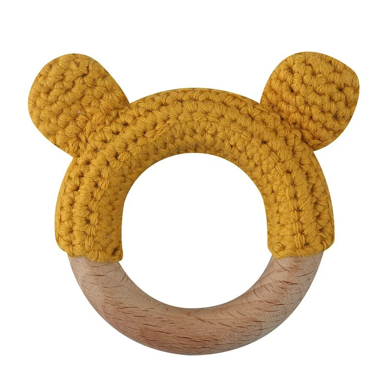 Food Grade Wooden Rings Wristband Infant Feeding Circles Bites Toys DIY Knitting Baby Teether Toys Newborn Fitness Frame Pendant