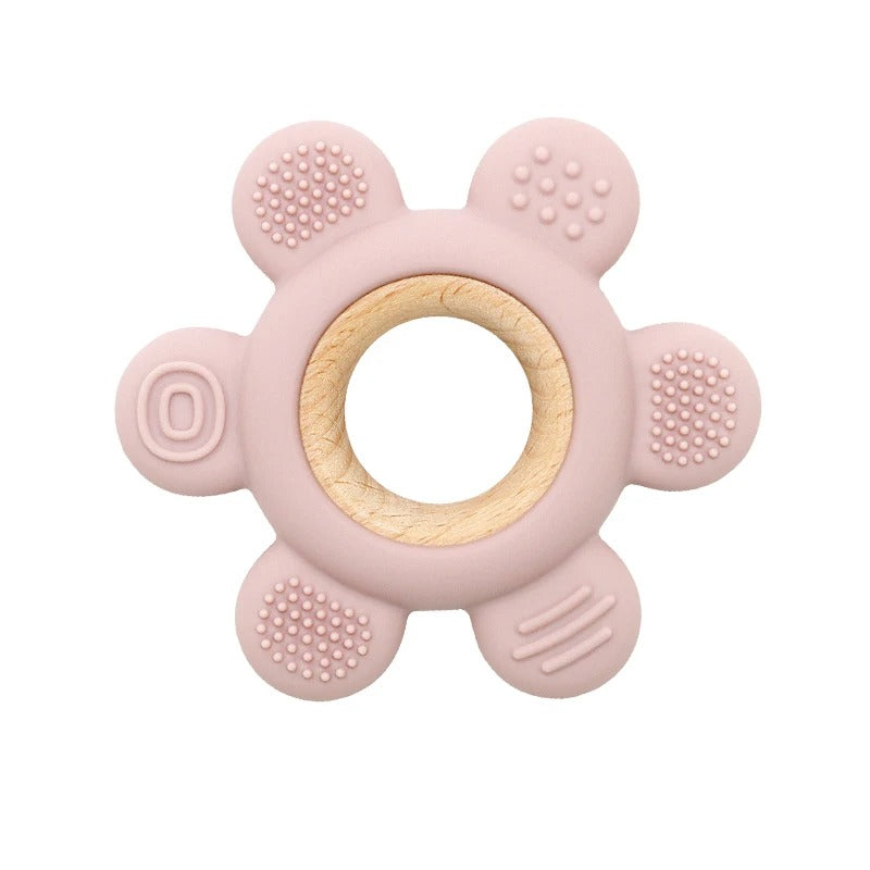 Color Kids 1PC Silicone Teether Toy newborn Rudder Shape Wooden Teether Ring Baby Toys BPA Free Molar Stick Baby Accessories