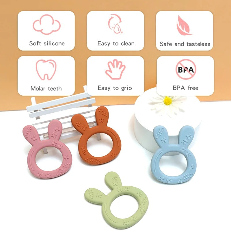 1PCS BPA Free Baby Silicone Teether Toy Cute Chewing Teething Toys Kids Teething Ring Sensory Toys For Toddlers Teether Toy