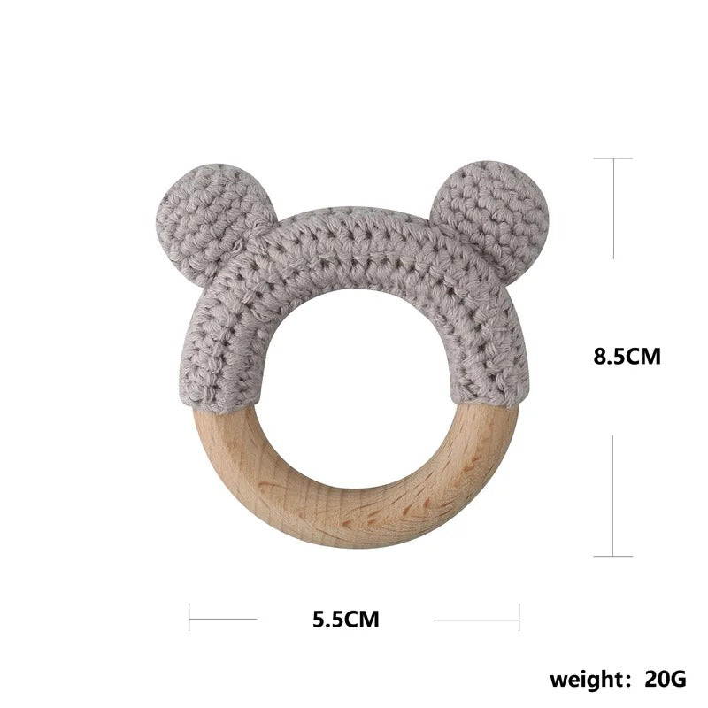 Food Grade Wooden Rings Wristband Infant Feeding Circles Bites Toys DIY Knitting Baby Teether Toys Newborn Fitness Frame Pendant