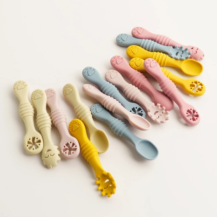 New Mother-kids 3PCS Baby Silicone Spoons Baby Utensils Training Cutlery Set Baby Feeding Meal Spoon Children's Tableware
