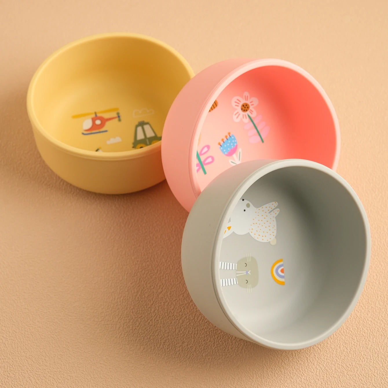 1PCS Baby Silicone Feeding Bowl Cartoon Pattern Baby Dishes Plate BPA Free Food Container Newborn Training Weaning Tableware