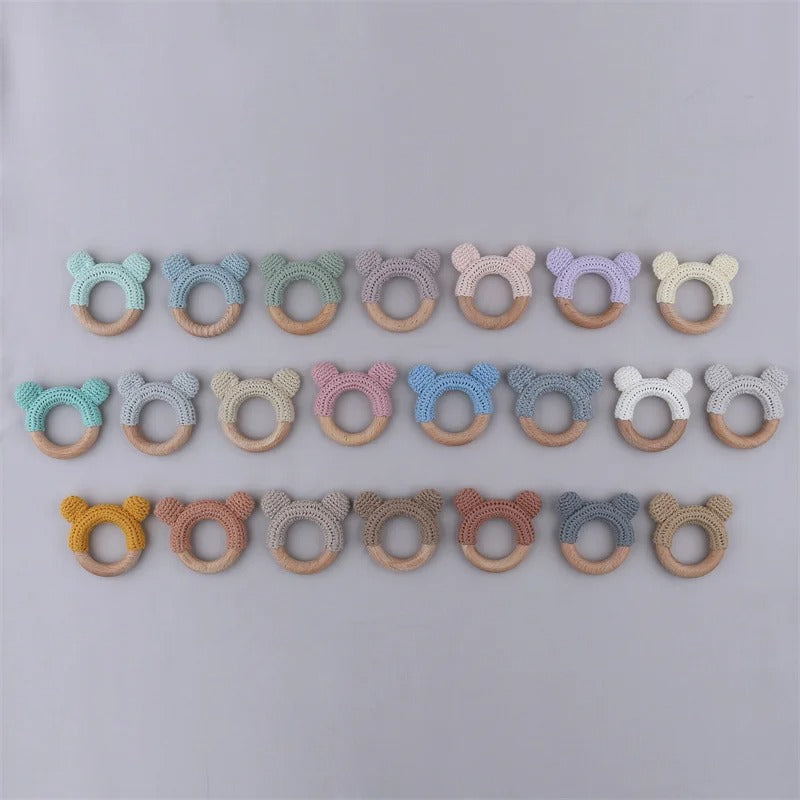 Food Grade Wooden Rings Wristband Infant Feeding Circles Bites Toys DIY Knitting Baby Teether Toys Newborn Fitness Frame Pendant