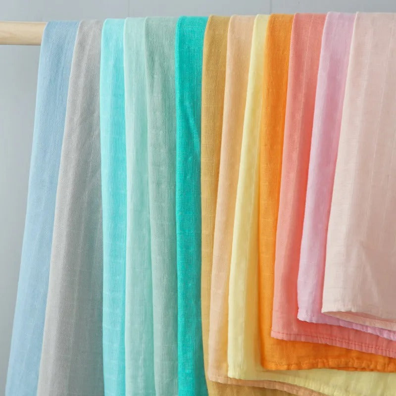 Muslin 70%Bamboo 30%Cotton Baby Blanket Baby Bed Soft Swaddle Newborn Pure Color Feeding Bibs Bandana Burp Cloth Towel Scarf