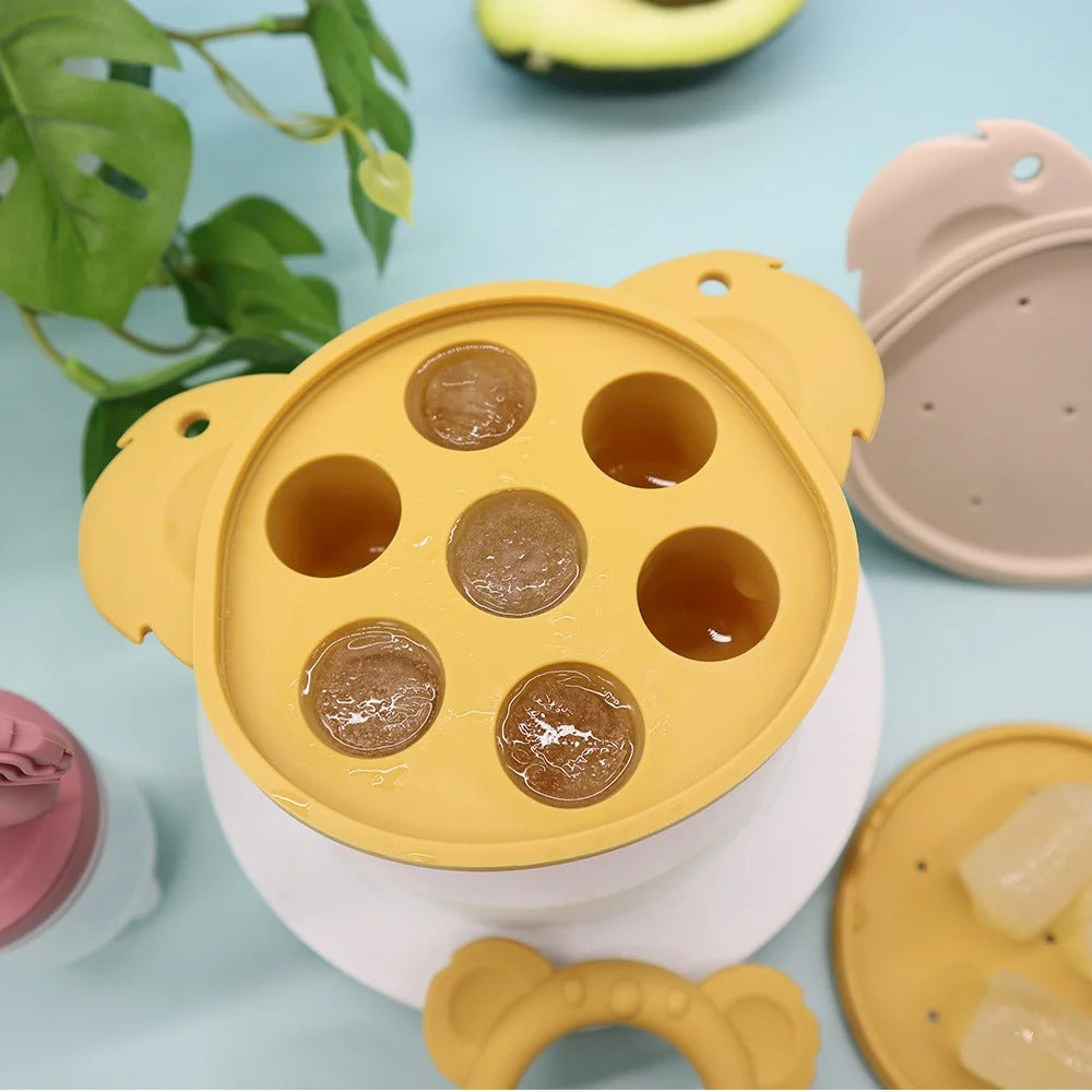 2PCS Baby Ice Cream Pops Silicone Mold Ice Cream Maker Cartoon Animal Shapes Molds Baby Fruit Feeding Pacifier Teether Toy