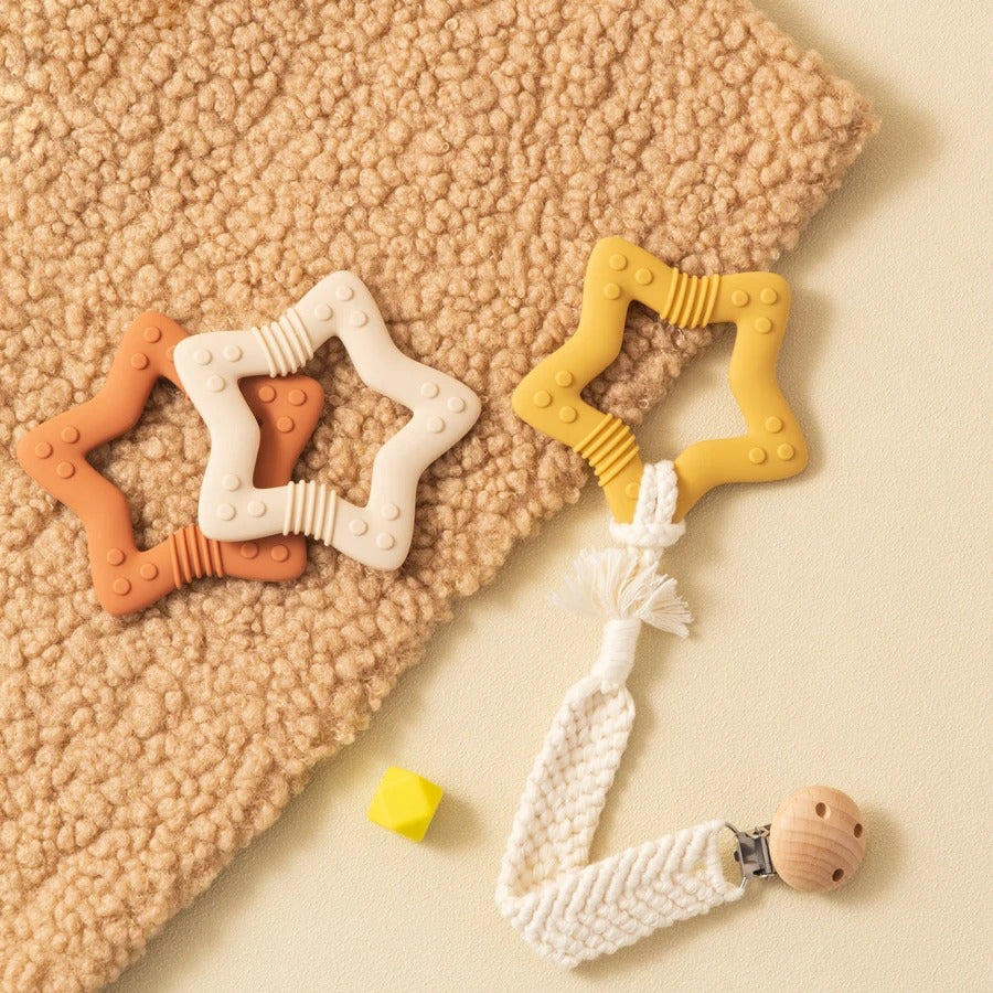1PCS Silicone Baby Teether Toy BPA Free Cartoon Star Molar For Newborn Teether Chewing Toys Teething Ring Baby Accessories