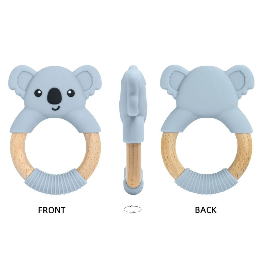 1PC BPA Free Koala Wood Ring Kids Teething Rodent Infant Baby Teether Toys Baby Gym Mobile Rattles Newborn Educational Toys