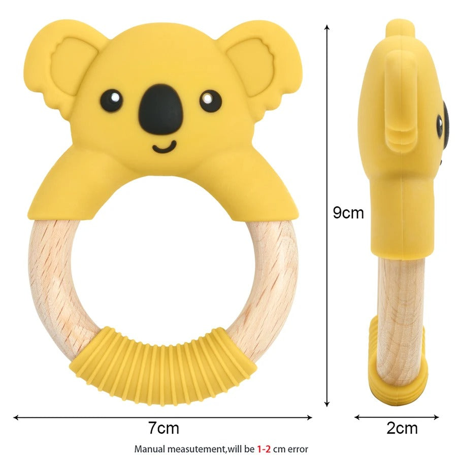 1PC BPA Free Koala Wood Ring Kids Teething Rodent Infant Baby Teether Toys Baby Gym Mobile Rattles Newborn Educational Toys