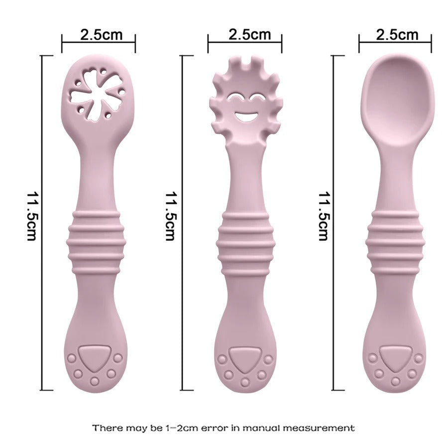 New Mother-kids 3PCS Baby Silicone Spoons Baby Utensils Training Cutlery Set Baby Feeding Meal Spoon Children's Tableware