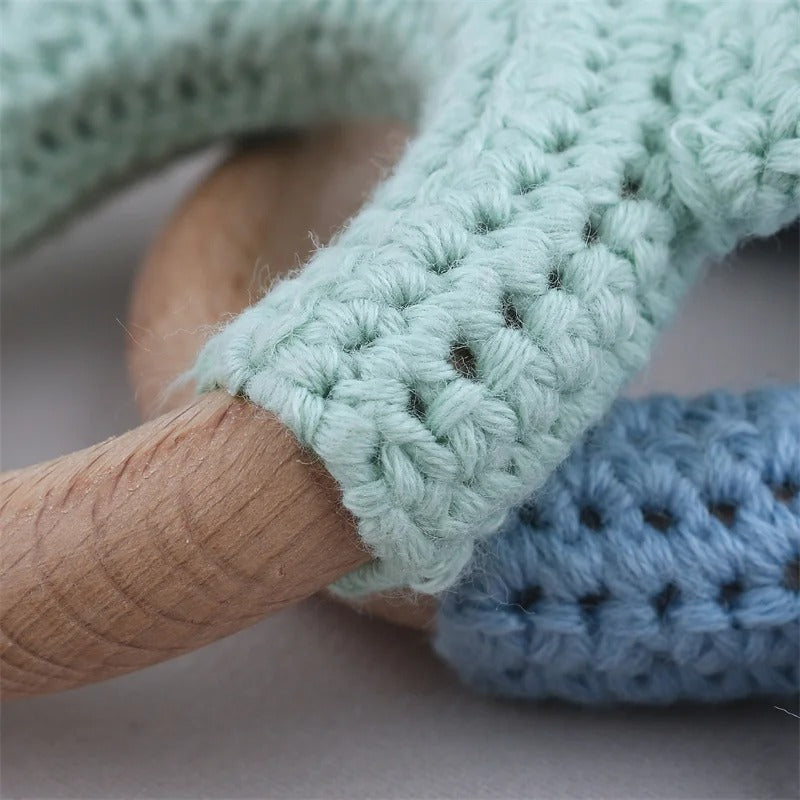 Food Grade Wooden Rings Wristband Infant Feeding Circles Bites Toys DIY Knitting Baby Teether Toys Newborn Fitness Frame Pendant