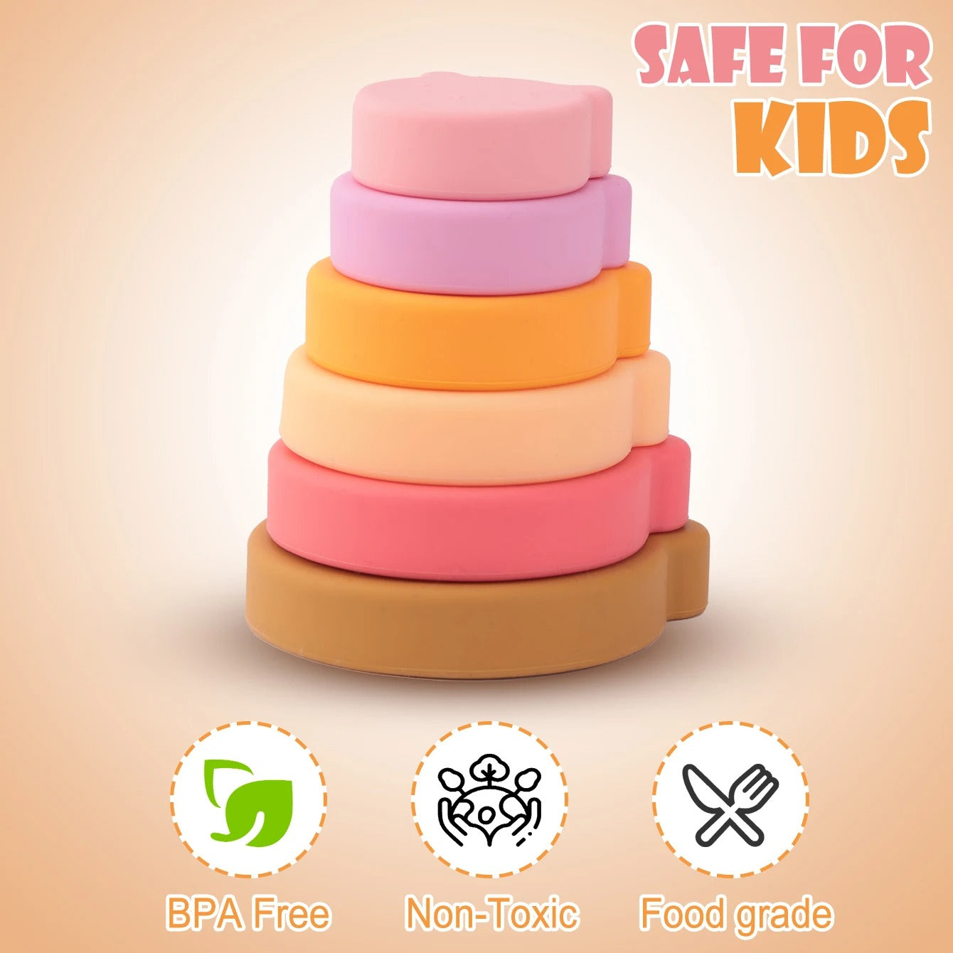 1Set Silicone Building Blocks Baby Teether Toy BPA Free Soft Stacking Montessori Puzzle 0-3Y Educational Toy Baby Stuff