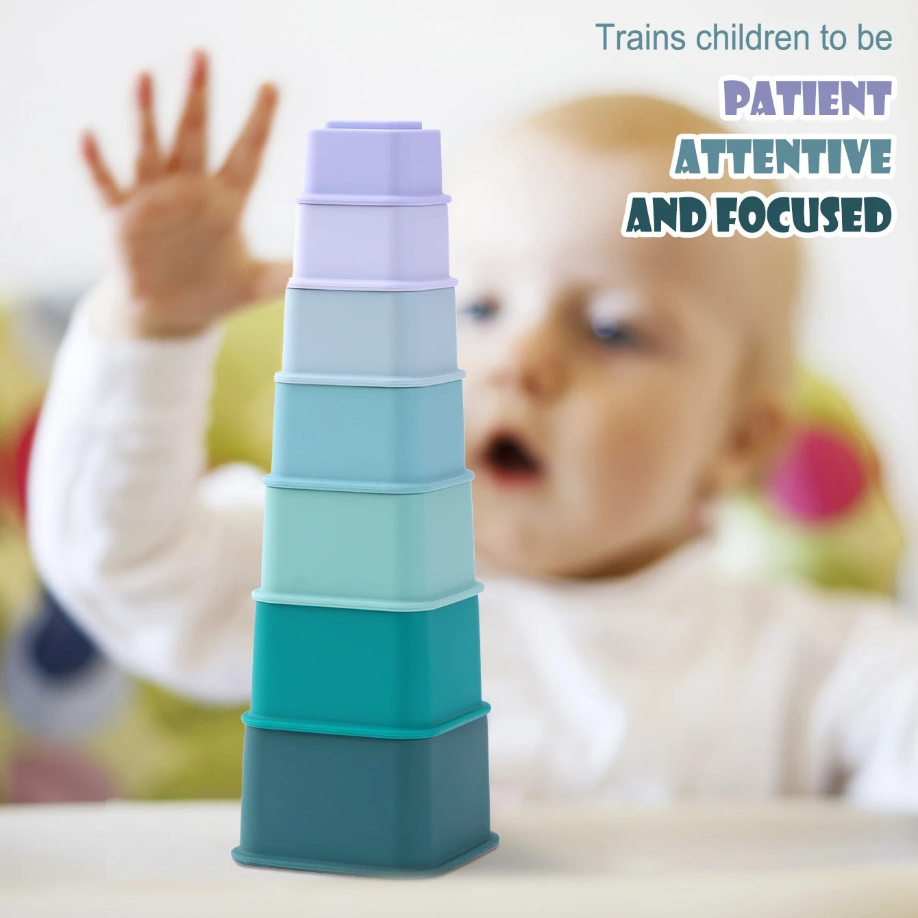 Baby Health Silicone Teether Toy Cartoon Shape Teether Fidget Toys Building Blocks Baby Educational Baby Toys