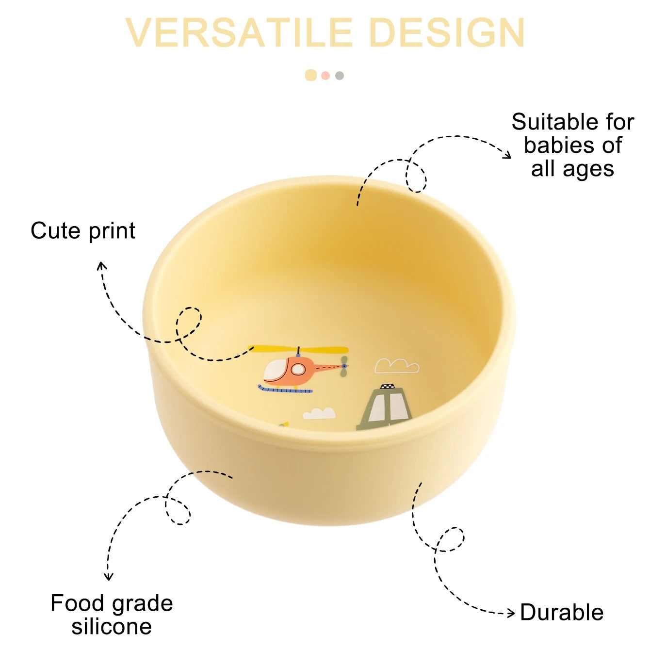 1PCS Baby Silicone Feeding Bowl Cartoon Pattern Baby Dishes Plate BPA Free Food Container Newborn Training Weaning Tableware