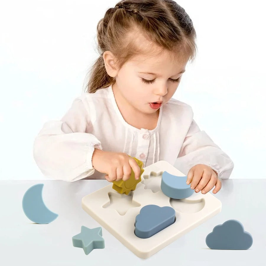 1 Set of Cartoon 3D Wooden Silicone Puzzle Baby Montessori Toys Toddlers Educational Traffic Jigsaw Puzzle Set Children Toys