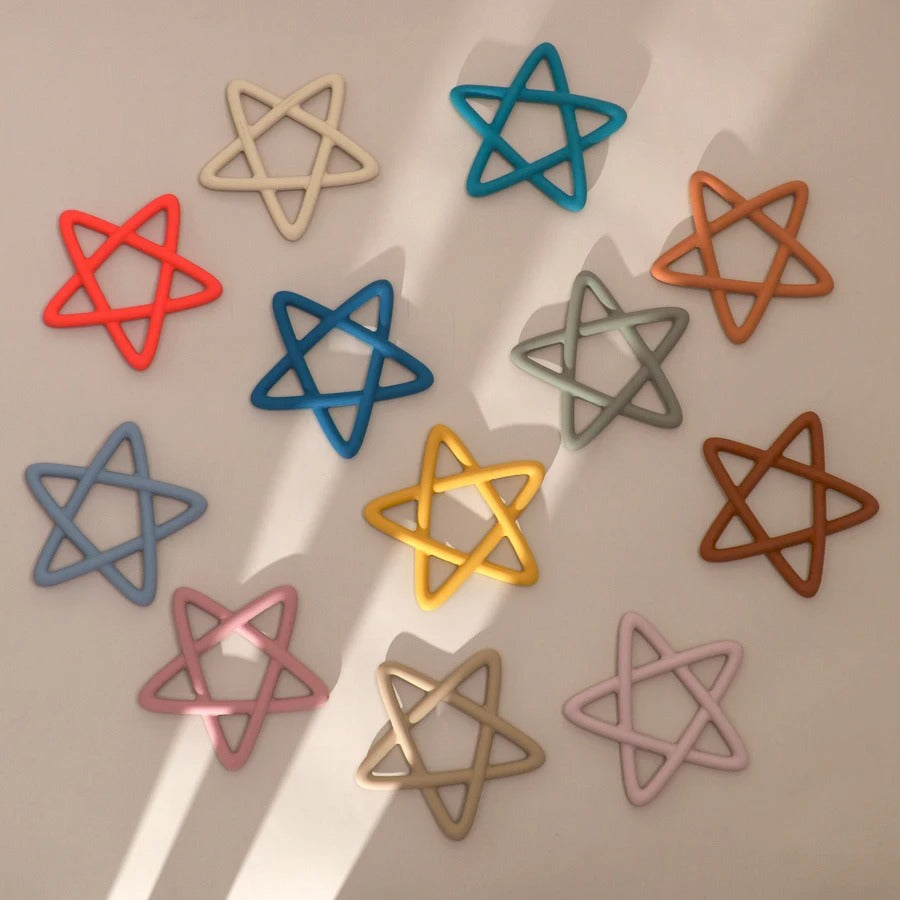 Baby Silicone Teethers Toy Food Grade Newborn Pacifier Molar Chewing Teething Toy Cartoon Star Baby Grip Training Toy