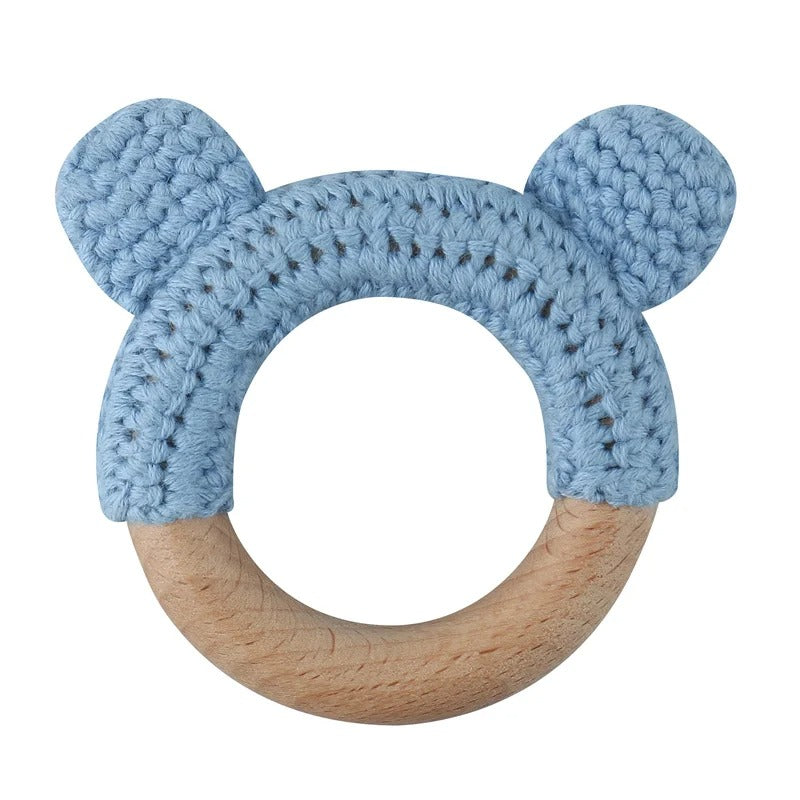 Food Grade Wooden Rings Wristband Infant Feeding Circles Bites Toys DIY Knitting Baby Teether Toys Newborn Fitness Frame Pendant