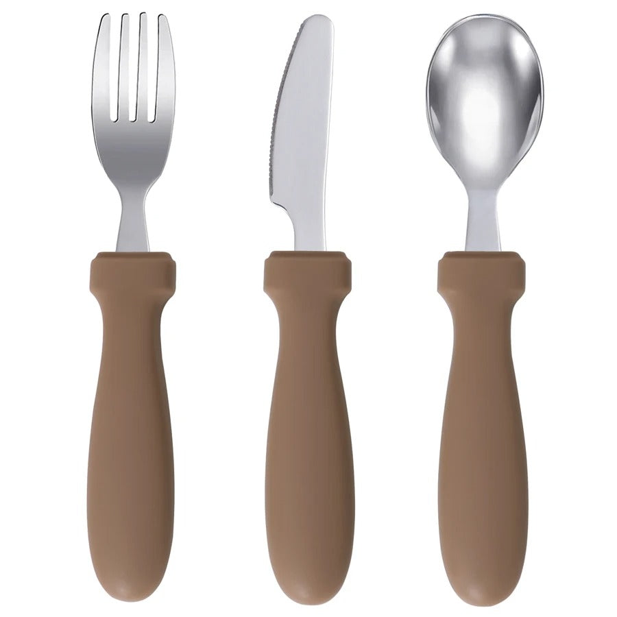 Newborn Stainless Steel Children's Tableware Spoon Fork Knife Set Dessert Spoon For Kids Baby Gadgets Feeding Cutlery Baby Stuff