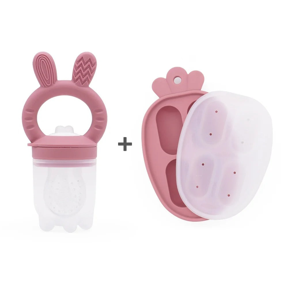 Cute Baby Fruit and Vegetable Teether Toy Food Supplement Bite Le Silicone Baby Feeding Tableware Ice Cream Mold Baby Stuff